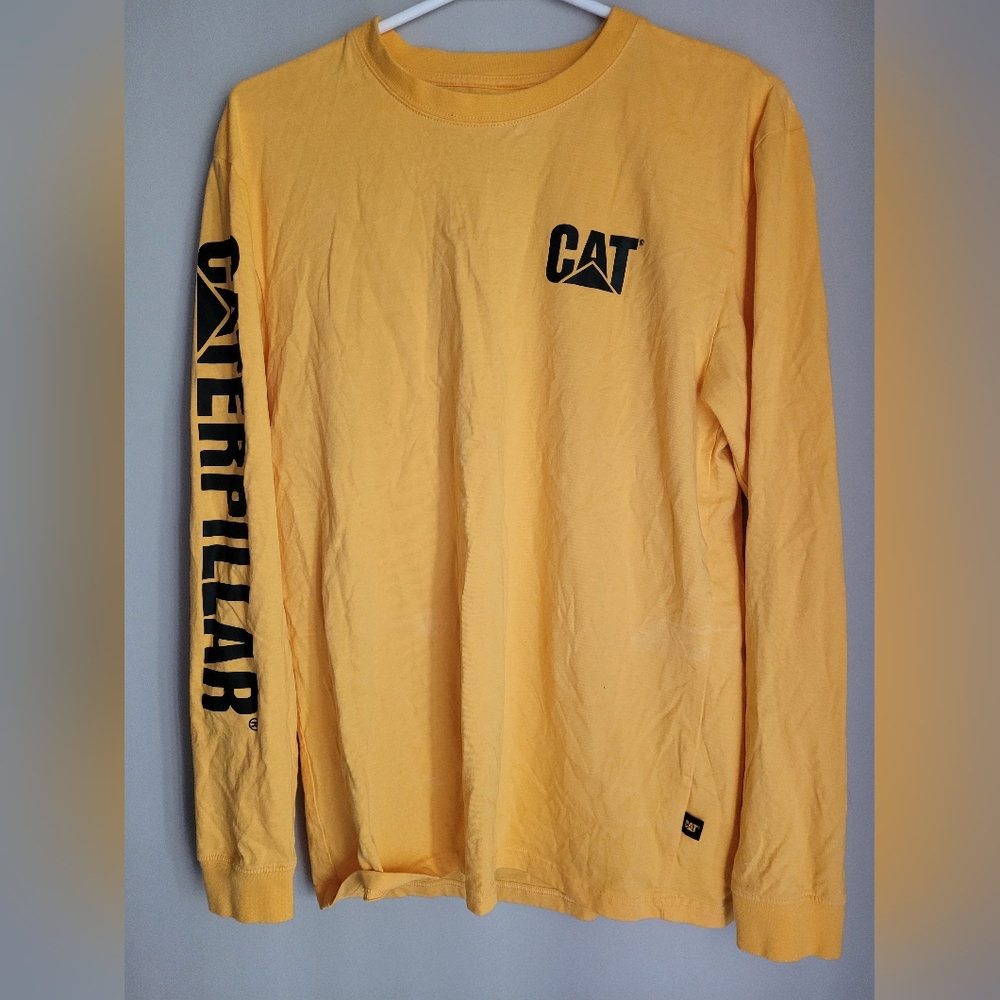 Mens CAT Yellow Long Sleeve Shirt